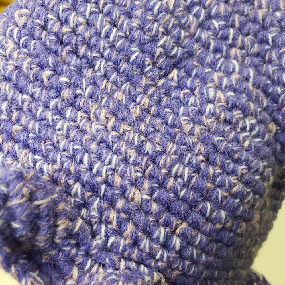 Women Purple Multicolor Crochet Handmade Wavy Cute Bucket Hat Beanie New - Picture 10 of 11